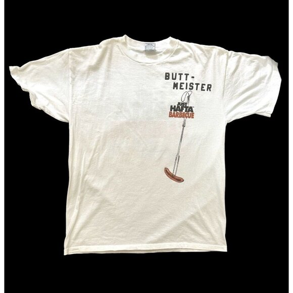 Vintage Single Stitch Coed Naked Just Hafta BBQ T Shirt Xl Butt Meister 46” - Picture 8 of 9